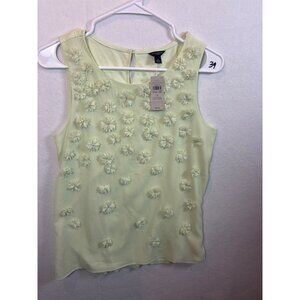 Ann Taylor Sleeveless Floral Embellished Top Size S